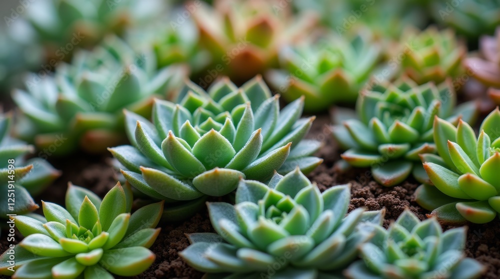Obraz premium A close-up of a succulent arrangement highlighting the unique textures and colors of each plant