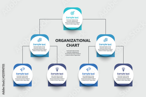 Corporate organizational chart. Business hierarchy infographic elements. Vector illustration	
