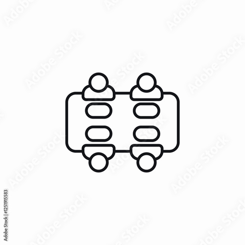 square meeting-table icon sign vector