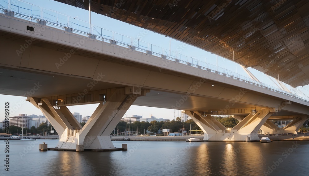 Modern Highway Bridge Architecture Urban Design Cityscape Transportation Infrastructure Concrete Structure Engineering Beams Support Pillars Skyline Modern Highway Bridge Architecture Urban Design Cityscape Transportation Infrastructure Concrete Structure Engineering Beams Support Pillars Skyline