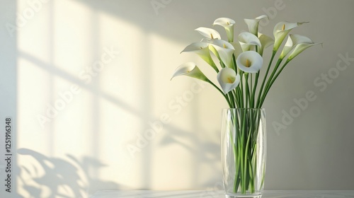 Wallpaper Mural Elegant white calla lilies in a clear glass vase on a bright table Torontodigital.ca