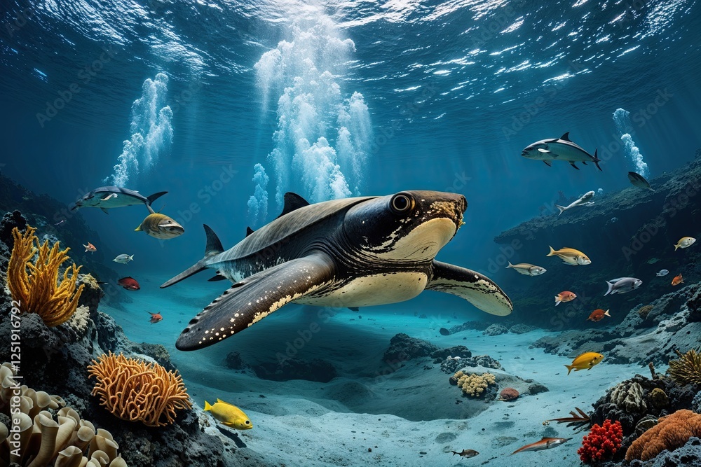 Fototapeta premium Uncovering the Secrets of Extraordinary Marine Life in the Mariana Trench Depths