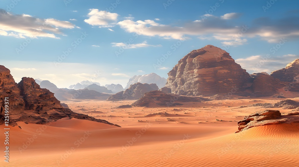 Fototapeta premium Majestic Rock Formations in a Serene Desert Landscape for Geological Exploration – Generative AI