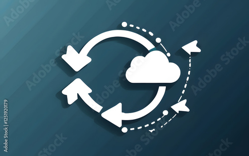 Cloud data sync icon with rotating arrows