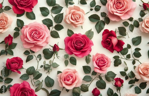 Wallpaper Mural Colorful arrangement of roses on a light background showcasing various blooms and leaves Torontodigital.ca