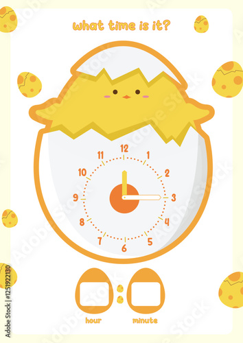 what time is it worksheet for kidergarten printable theme duck