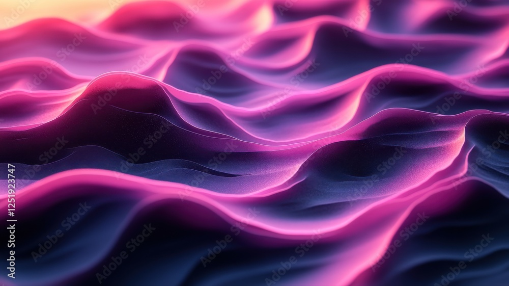 Fototapeta premium Abstract Waves in Vibrant Pink and Purple Tones with Soft Shadows