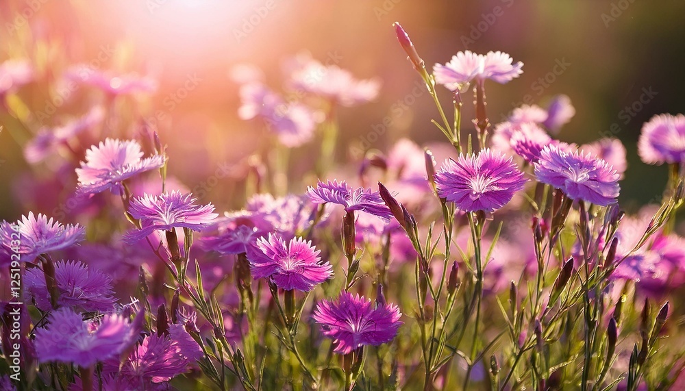 Bright violet flowers of Maiden pink plant in sunlight, summer floral backgrounds, Dianthus deltoides Bright violet flowers of Maiden pink plant in sunlight, summer floral backgrounds, Dianthus deltoides