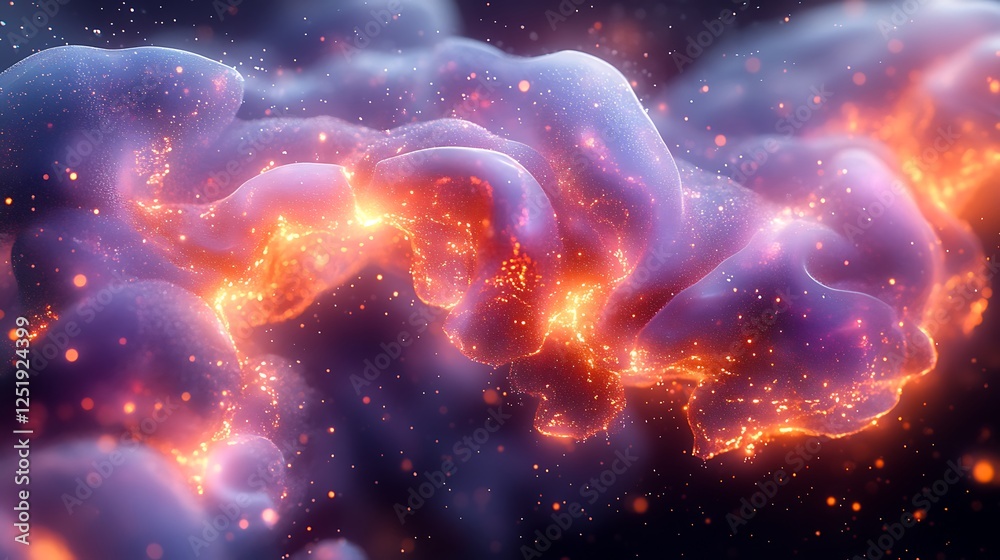 Fototapeta premium Artistic macro composition of microscopic structures with swirling neon colors in a futuristic theme