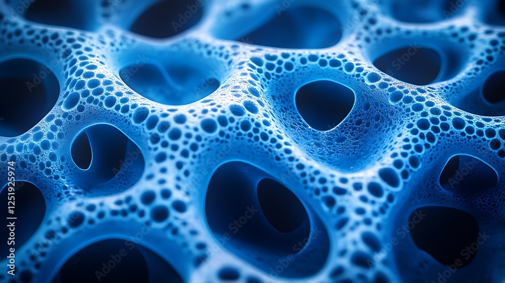 Stunning macro illustration of microscopic structures with intricate veins and radiant blue highlights Stunning macro illustration of microscopic structures with intricate veins and radiant blue highlights