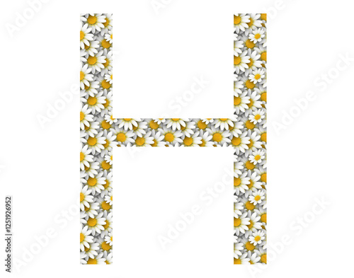Floral alphabet. Daisy patterned alphabet letters