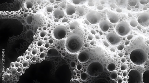 Ultra modern high contrast image of cellular clusters forming mesmerizing organic patterns