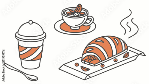 Enjoy Delicious Coffee and Croissant Breakfast Treats