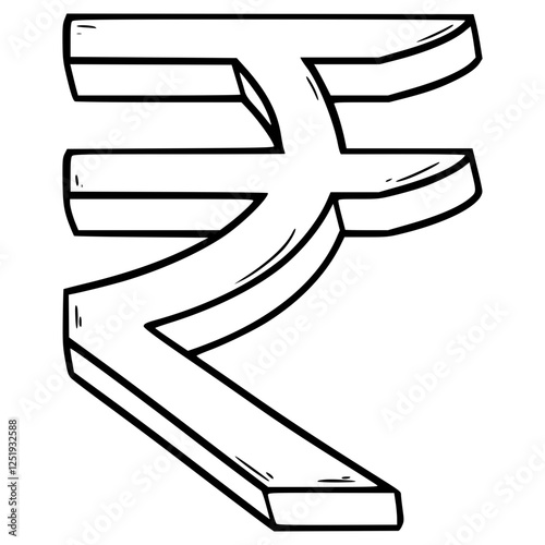 rupee icon illustration hand drawn outline vector
