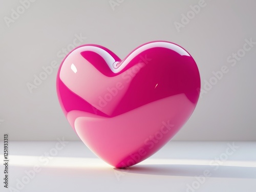 Glossy Hot Pink Heart on Minimal Background photo