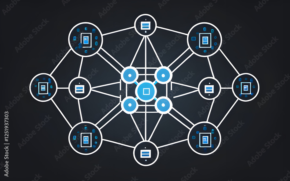 Big data server icon with interconnected nodes Big data server icon with interconnected nodes