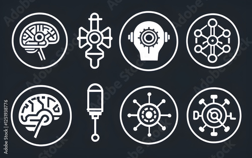 AI icons including brain, robot, and machine learning symbols