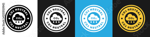 CO2 neutral stamps - vector signs for product on different backgrounds.