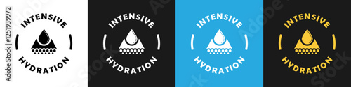 Intensive Hydration - vector sticker on different backgrounds.