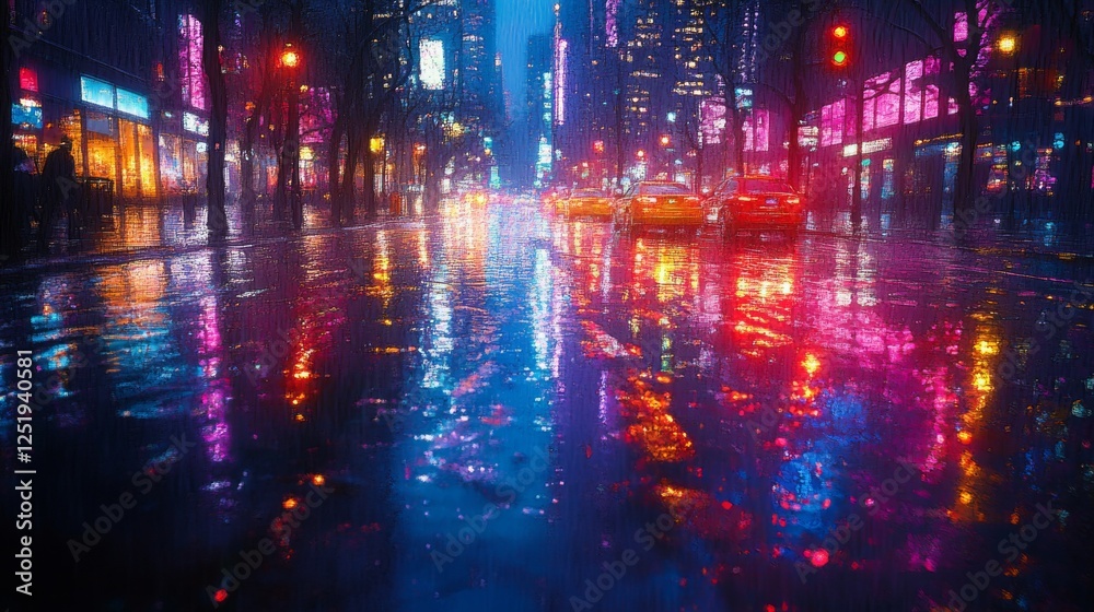 Iridescent Oil Slick: Colorful Patterns on a Rain-Soaked Street Reflecting Light in Mesmerizing Beauty Iridescent Oil Slick: Colorful Patterns on a Rain-Soaked Street Reflecting Light in Mesmerizing Beauty