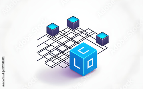 Decentralized ledger icon with a chain of blocks