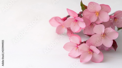 Pink Flowers Arrangement on White Background