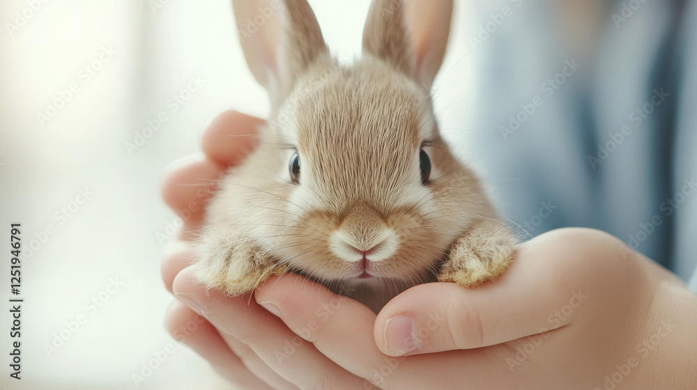Child gently pets a rescued rabbit in a welcoming animal shelter filled with cozy decor and bright natural light, capturing a moment of compassion and care Child gently pets a rescued rabbit in a welcoming animal shelter filled with cozy decor and bright natural light, capturing a moment of compassion and care