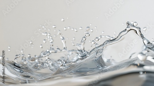 Graceful water droplets dancing over a clear surface illuminate the beauty of fluidity and motion, offering a serene and captivating visual experience reminiscent of nature. photo