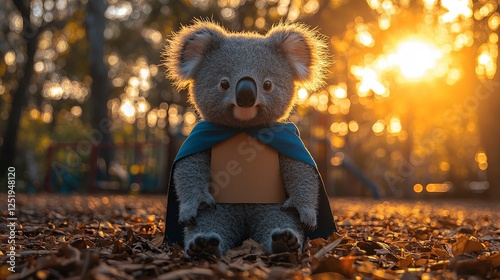 Charming Koala Plush Toy in Autumn Sunset