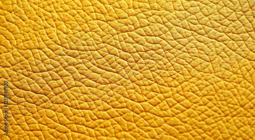 yellow leather texture background with a glossy, shiny finish. yellow leather pattern features a grainy, rough surface, providing depth and luxury in high-resolution for design and creative project photo