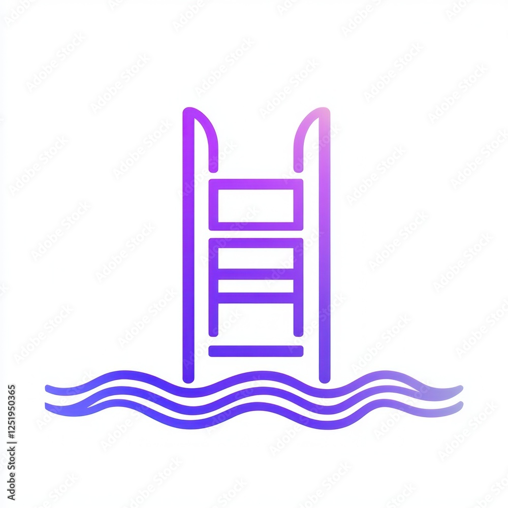 Swimming Pool Ladder Icon, Gradient Design