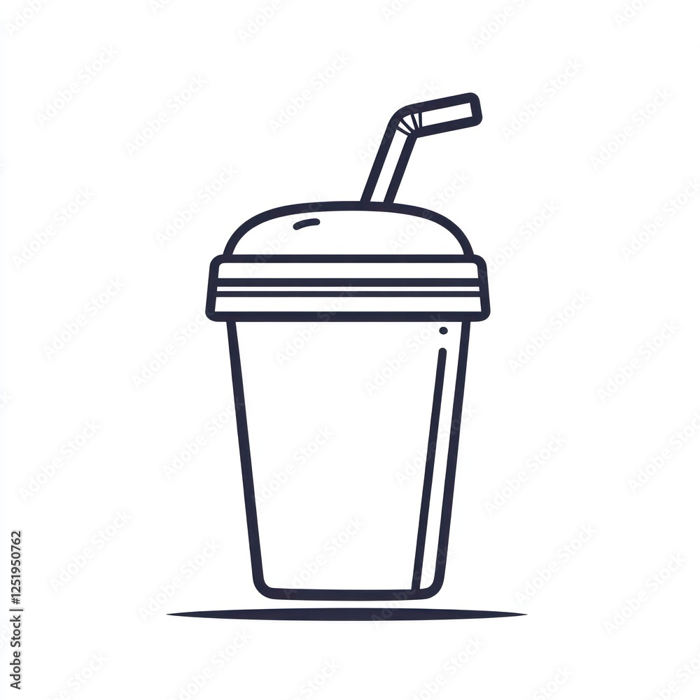 Simple Line Art Drink Cup with Straw Simple Line Art Drink Cup with Straw