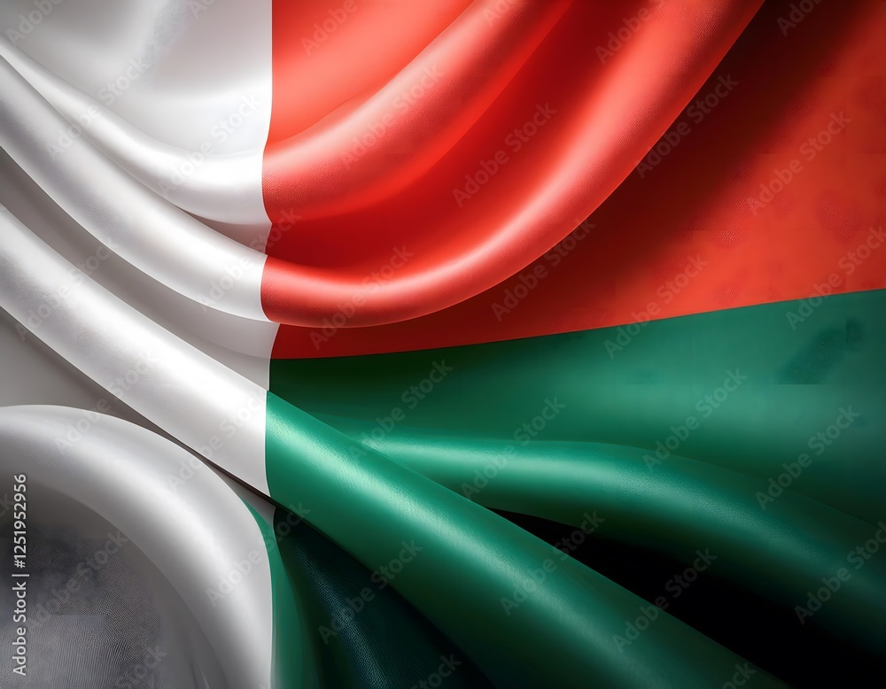 Obraz premium Vibrant Madagascar flag waving with luxurious satin texture - Patriotic and cultural symbol