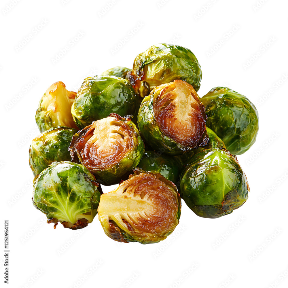 Caramelized Brussels Sprouts Isolated on Transparent Background Caramelized Brussels Sprouts Isolated on Transparent Background