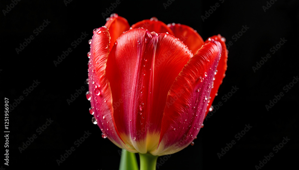 Macro shot of tulip petals with dew drops, nature's beauty Macro shot of tulip petals with dew drops, nature's beauty