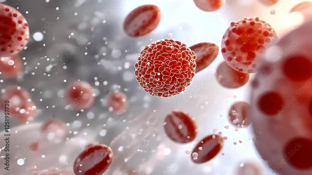 Microscopic View of Vibrant Red Blood Cells in Plasma Environment Microscopic View of Vibrant Red Blood Cells in Plasma Environment