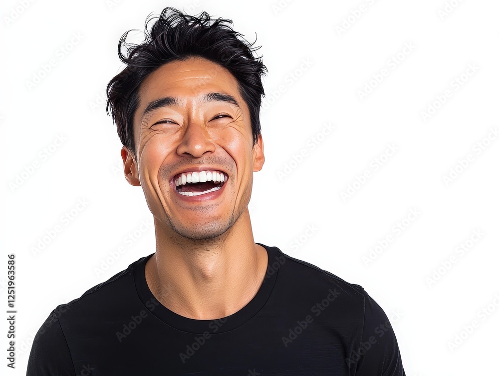 Happy Asian man smiling and laughing isolated on white background Happy Asian man smiling and laughing isolated on white background