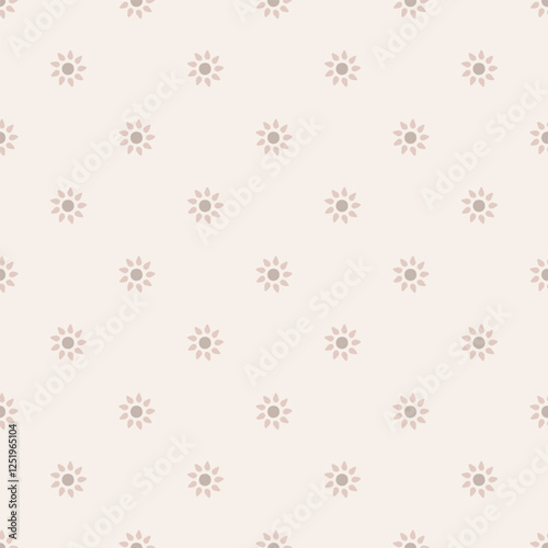 Seamless pattern with cute flowers on beige background