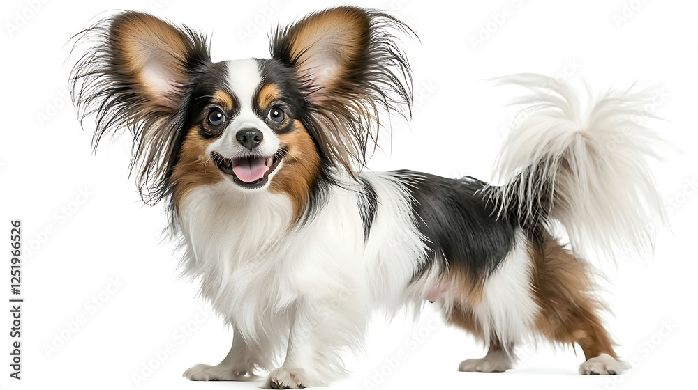 A small dog with a fluffy tail and a black and white coat. generated using AI A small dog with a fluffy tail and a black and white coat. generated using AI