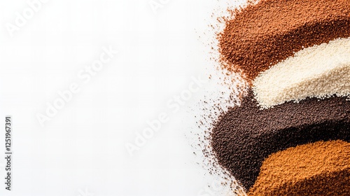 Wallpaper Mural Close-up of four shades of powder, arranged in a gradient on a white background.  A beautiful texture and color story. Torontodigital.ca