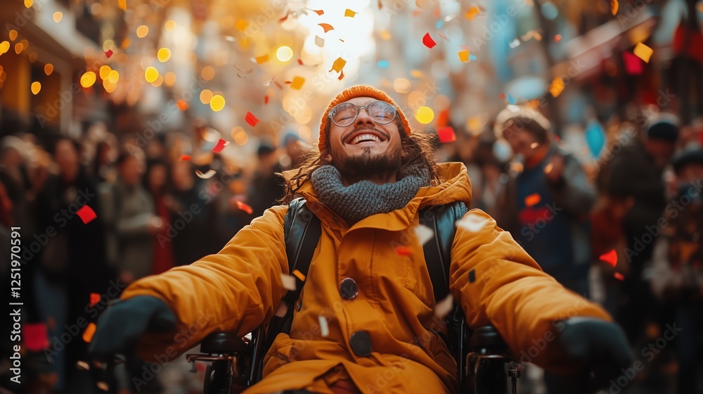 Obraz premium A lively community festival brings together individuals of various abilities to celebrate