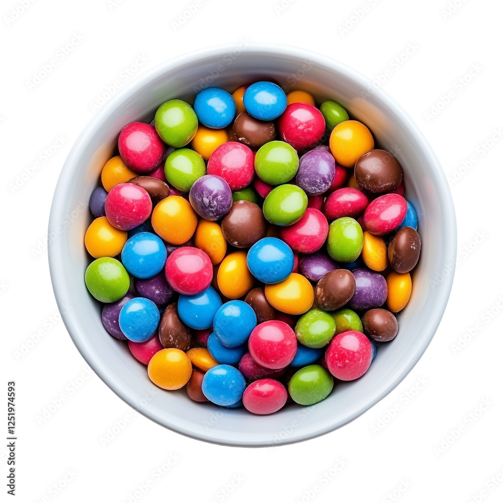 White bowl filled with colorful candy-coated chocolates White bowl filled with colorful candy-coated chocolates