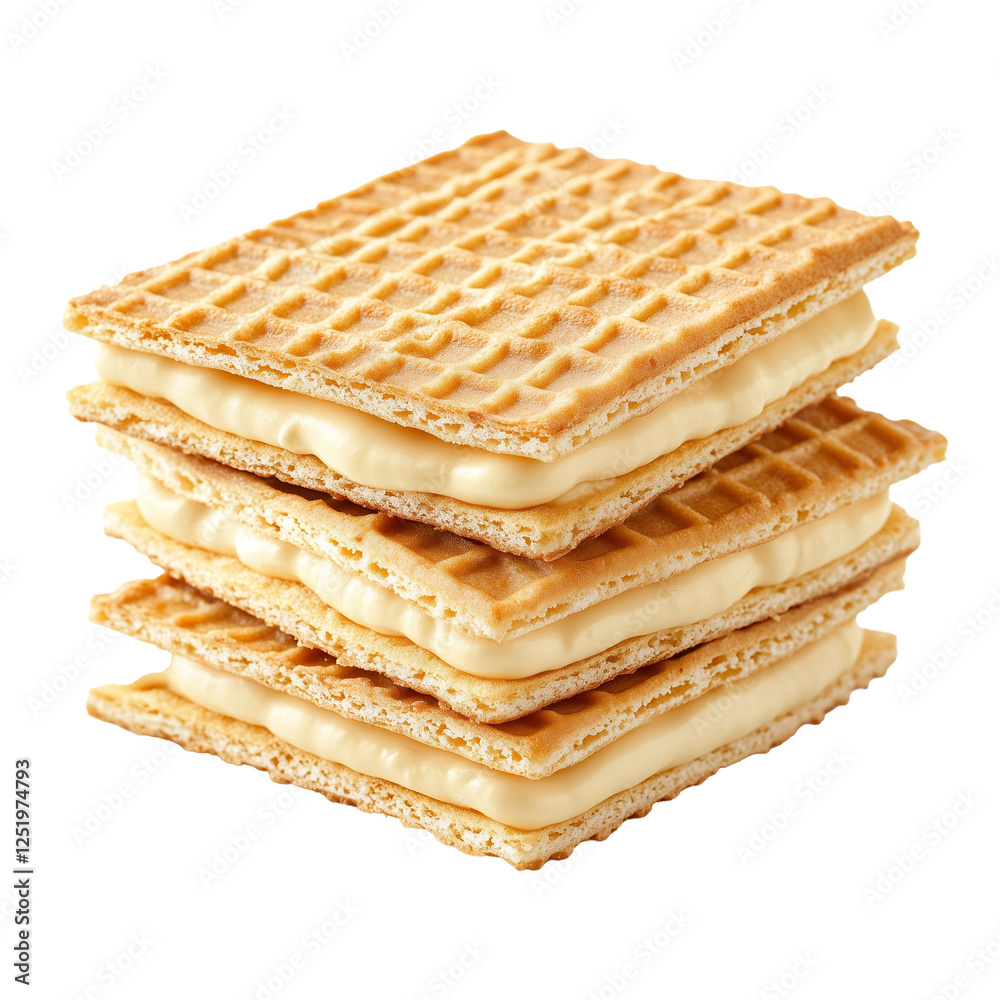 Crispy wafer biscuits with creamy vanilla filling Crispy wafer biscuits with creamy vanilla filling