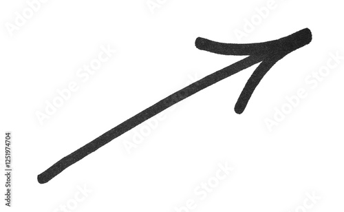 One black drawn arrow isolated on white
