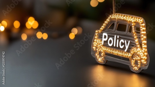 Illuminated car ornament with word 