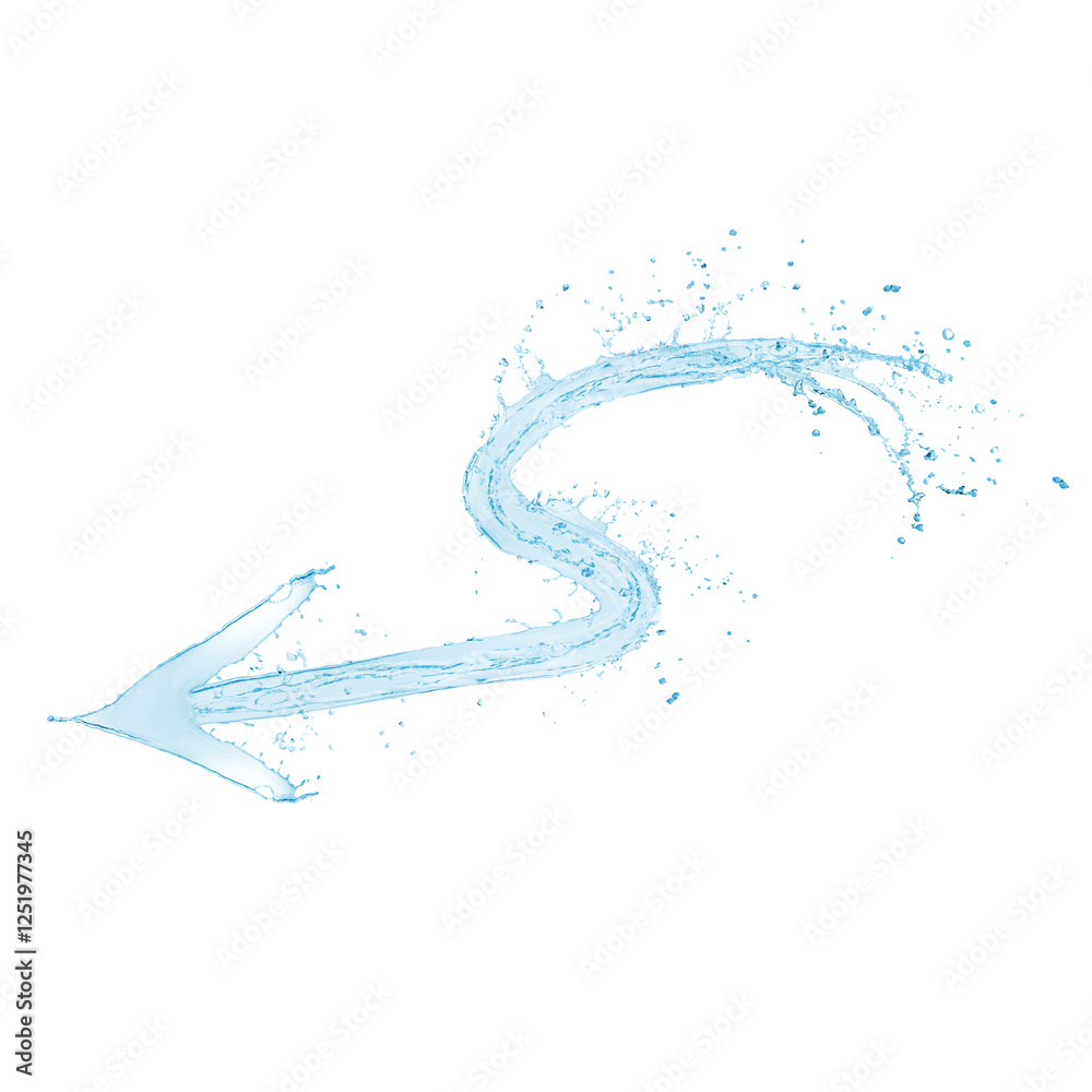 Fototapeta premium One arrow of water on white background