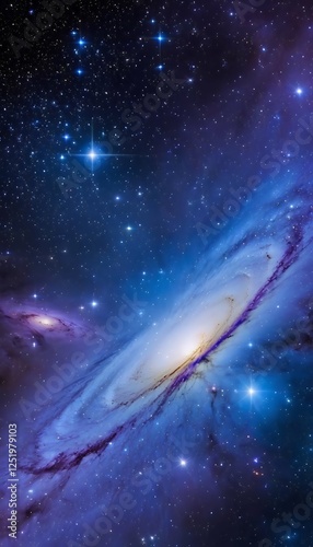 Obraz na płótnie background nebula banner outer purple galaxy blue space galaxy space astronomy nebula star science night universe cosmic astrology background outer space celestial exploration blue purple deep space w salonie