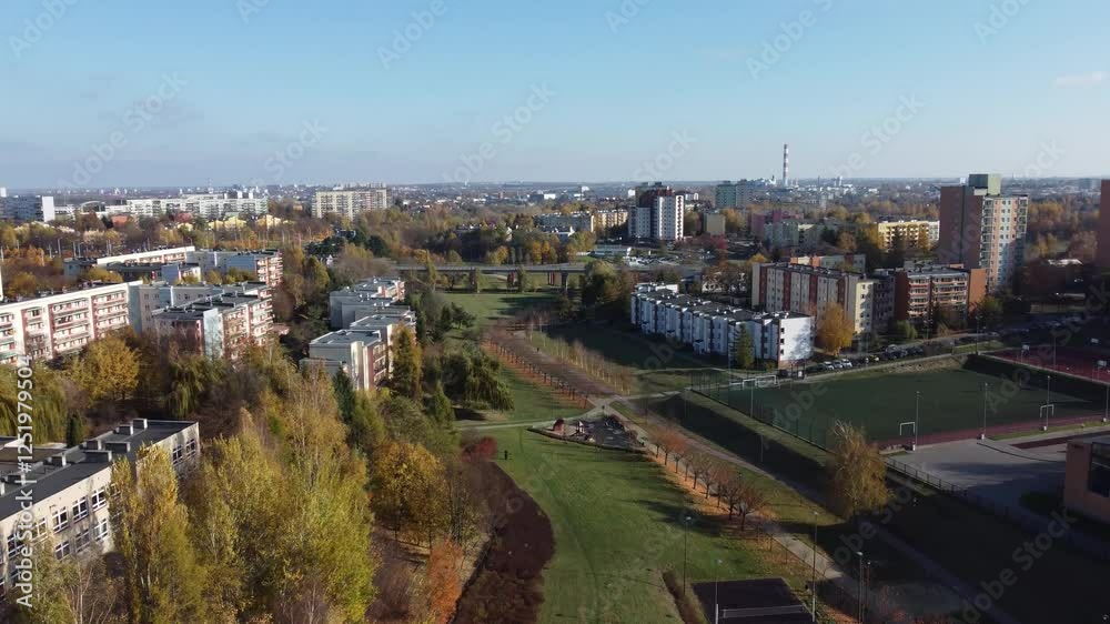 Lublin, Poland. Aerial autumn views of a gorge in Czuby district in Lublin, biggest city of east Poland. Lublin, Poland. Aerial autumn views of a gorge in Czuby district in Lublin, biggest city of east Poland.