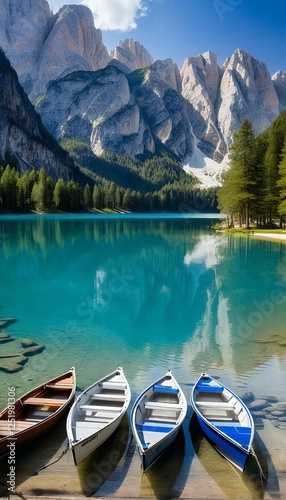 pragser boats aly lake mountains wildsee dolomites braies sudtirol boat lake italy mountain boat water nature landscape alps travel alpine tour tourism park forest scenery europa peak green scenic photo