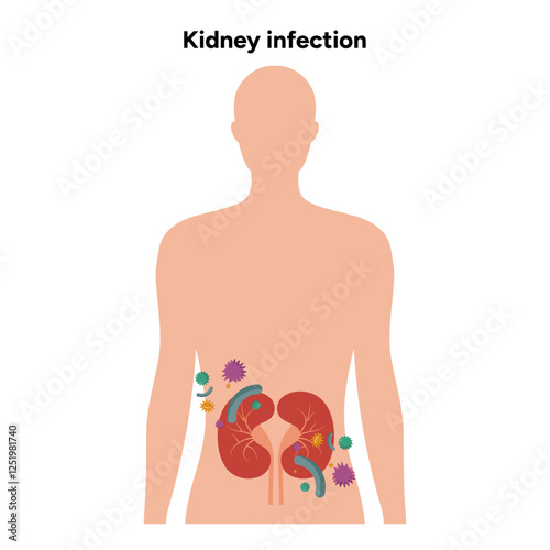 Kidney infection urology urinary problem. Medical diagram 